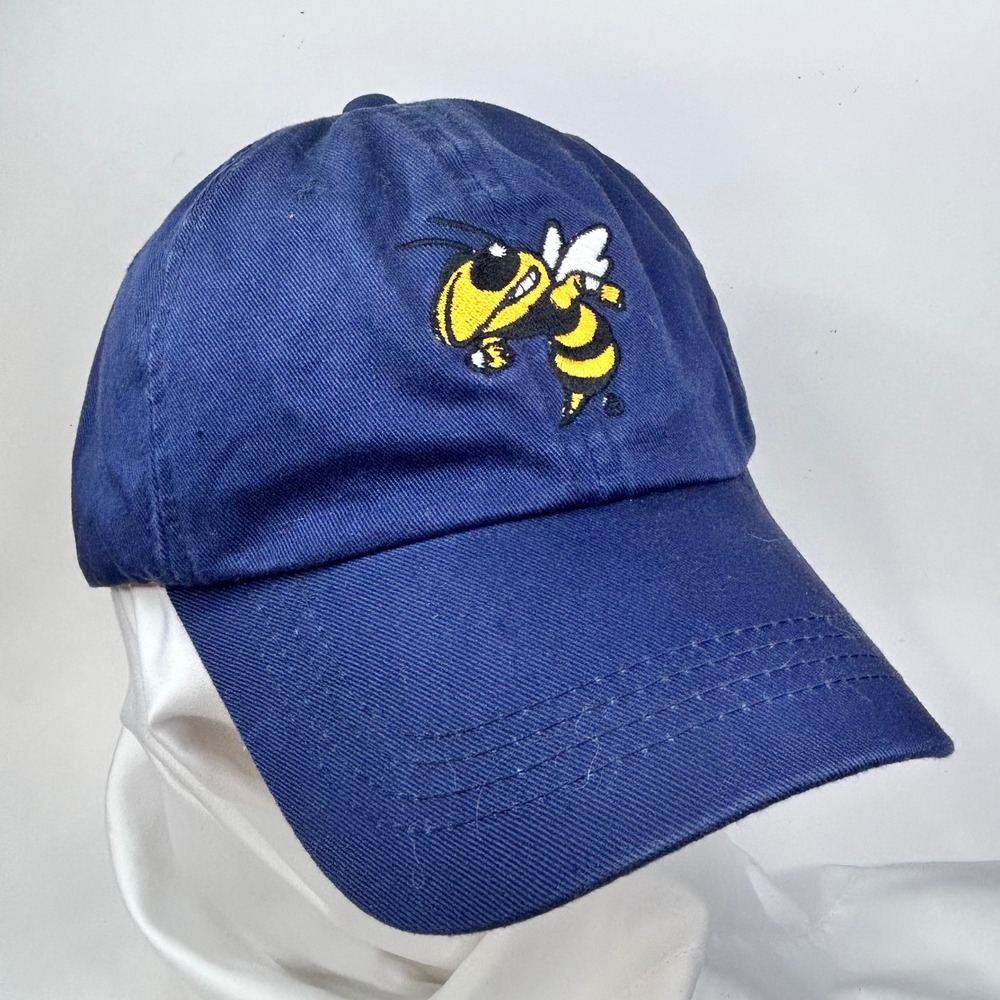 GEORGIA TECH YELLOW JACKETS Baseball Hat Navy BUZZ Mascot Adjustable Signatures